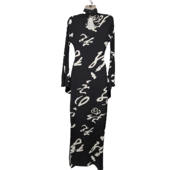 Women's Black Gown Figure Hugging Maxi Elegant Long Dress- NEW - Picture 1 of 16